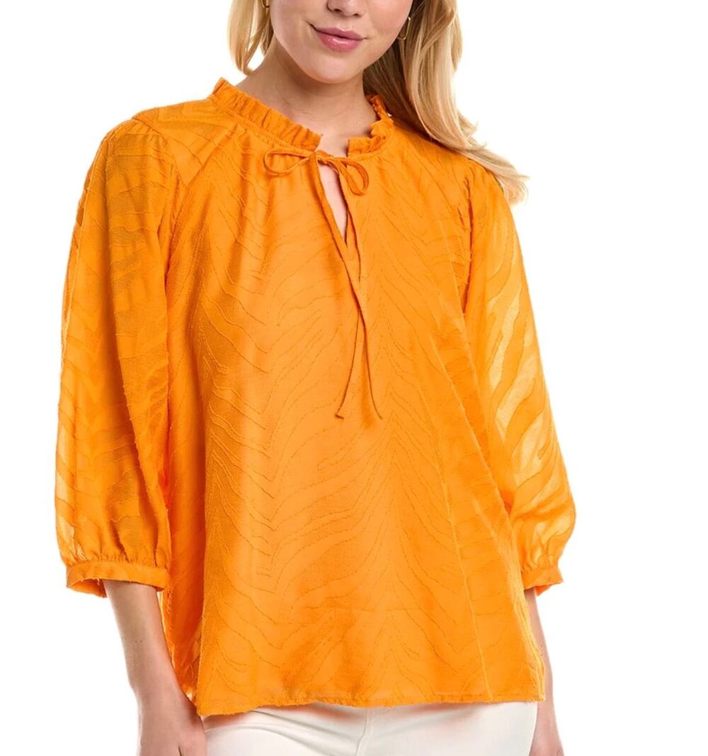 NWT Vince Camuto Split Neck Zebra Print Blouse – Women’s XS, Orange